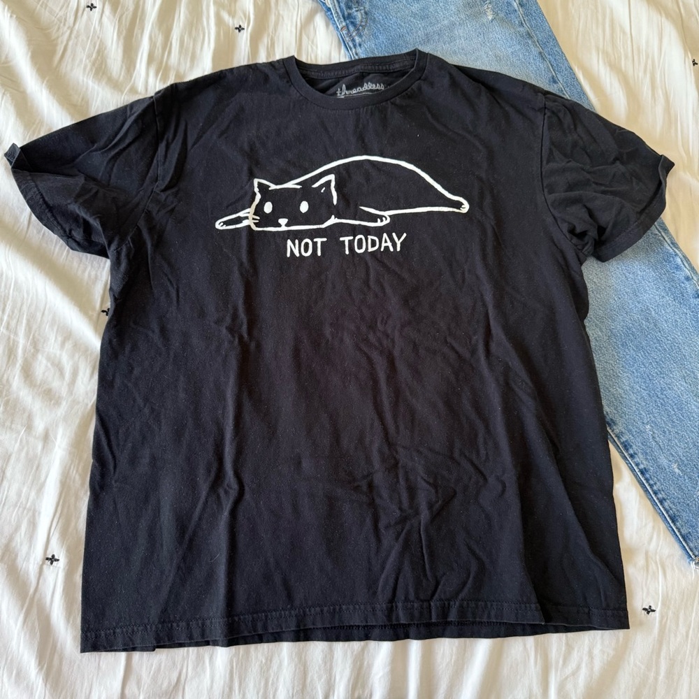 Threadless Black 'Not‎ Today' Cat Tee - Picture 3 of 4